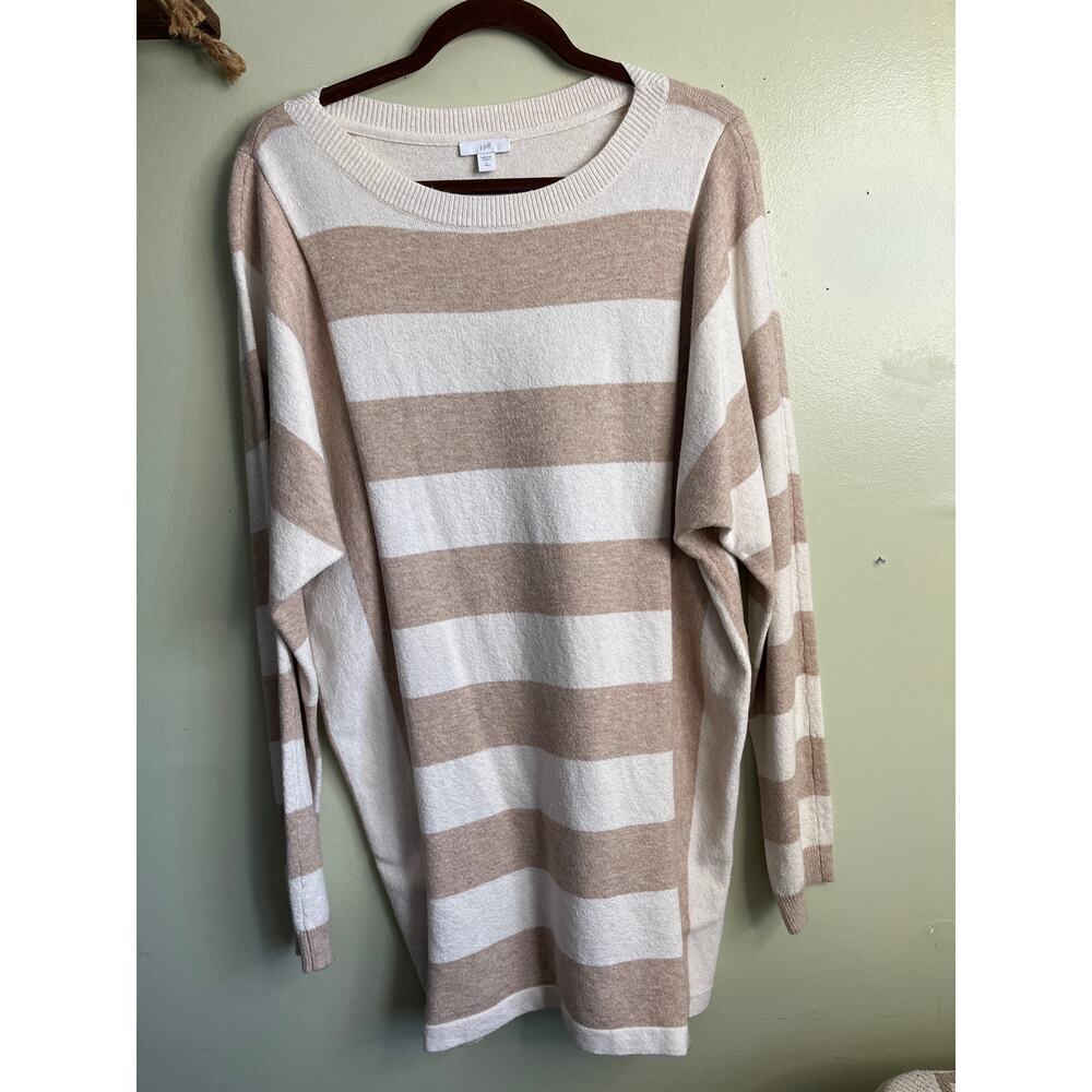 J. Jill striped neutral minimalist sweater tunic, size large Tall - Picture 2 of 10